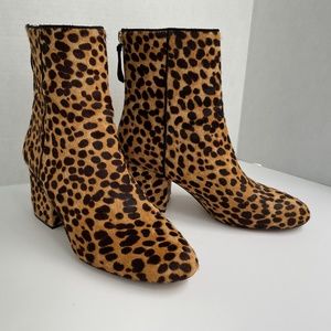 J. Crew Sadie Ankle boots in Leopard Calf Hair, Size 8 1/2
